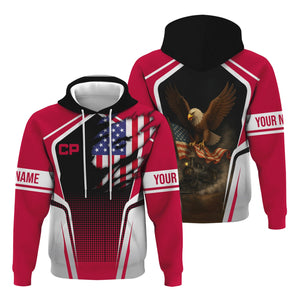 Railspirit Personalized Canadian Pacific Railroad Hoodie American Eagle Vintage Train Zip Up Hoodie