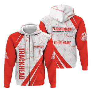 Railspirit Personalized Fleischmann And Western Railroad Hoodie Crackle Texture Style Train Zip Up Hoodie For Trackhead