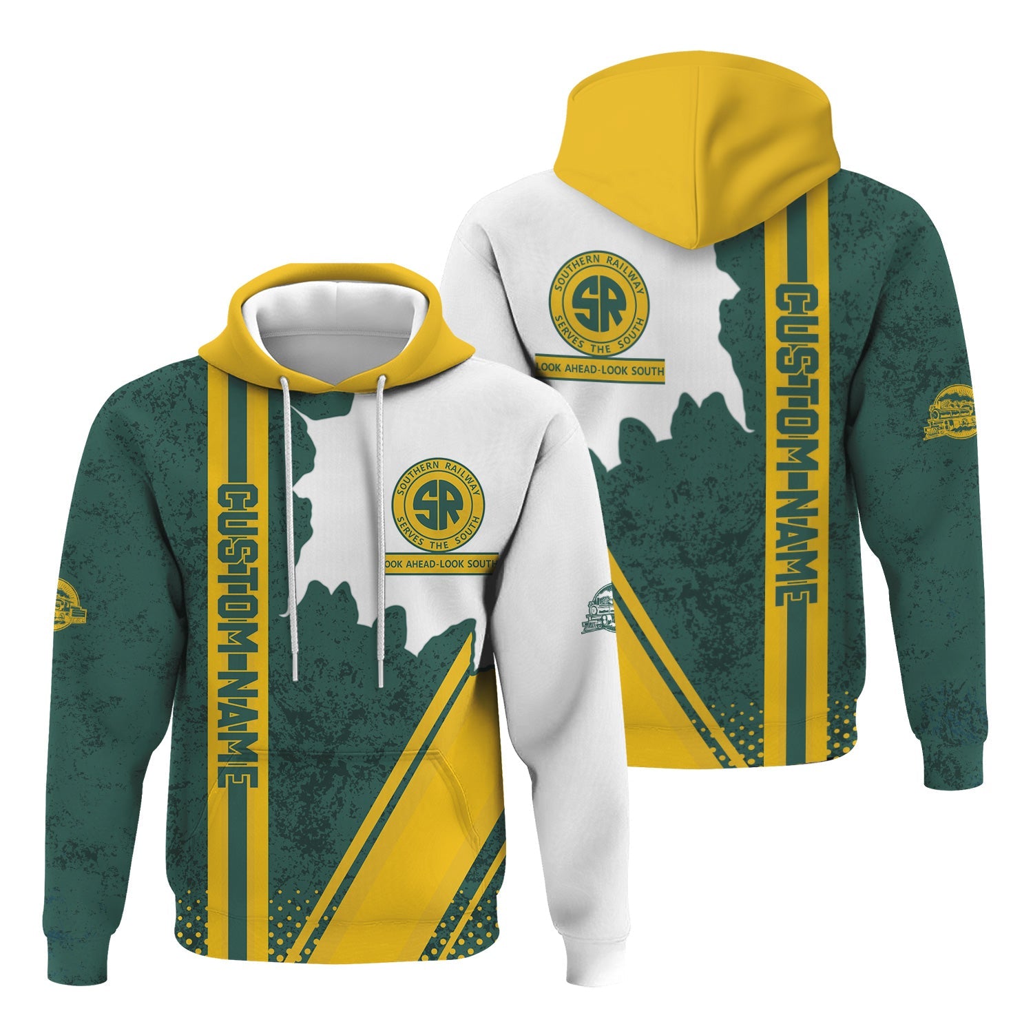 Railspirit Personalized Southern Railway U.S Hoodie SOU All Over Printed Unisex Zip Up Hoodie