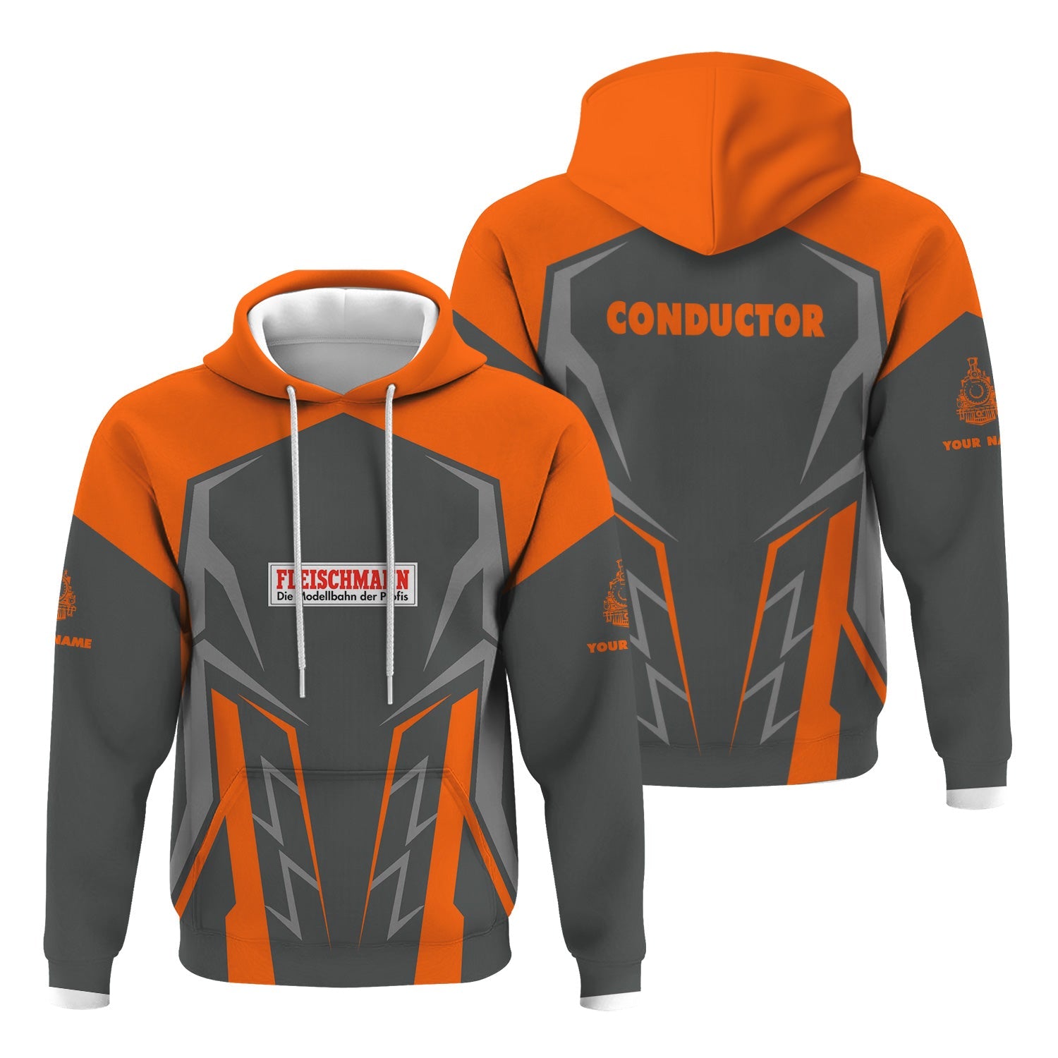 Railspirit Personalized Fleischmann And Western Railroad Hoodie Futuristic Design with Custom Job Train Zip Up Hoodie