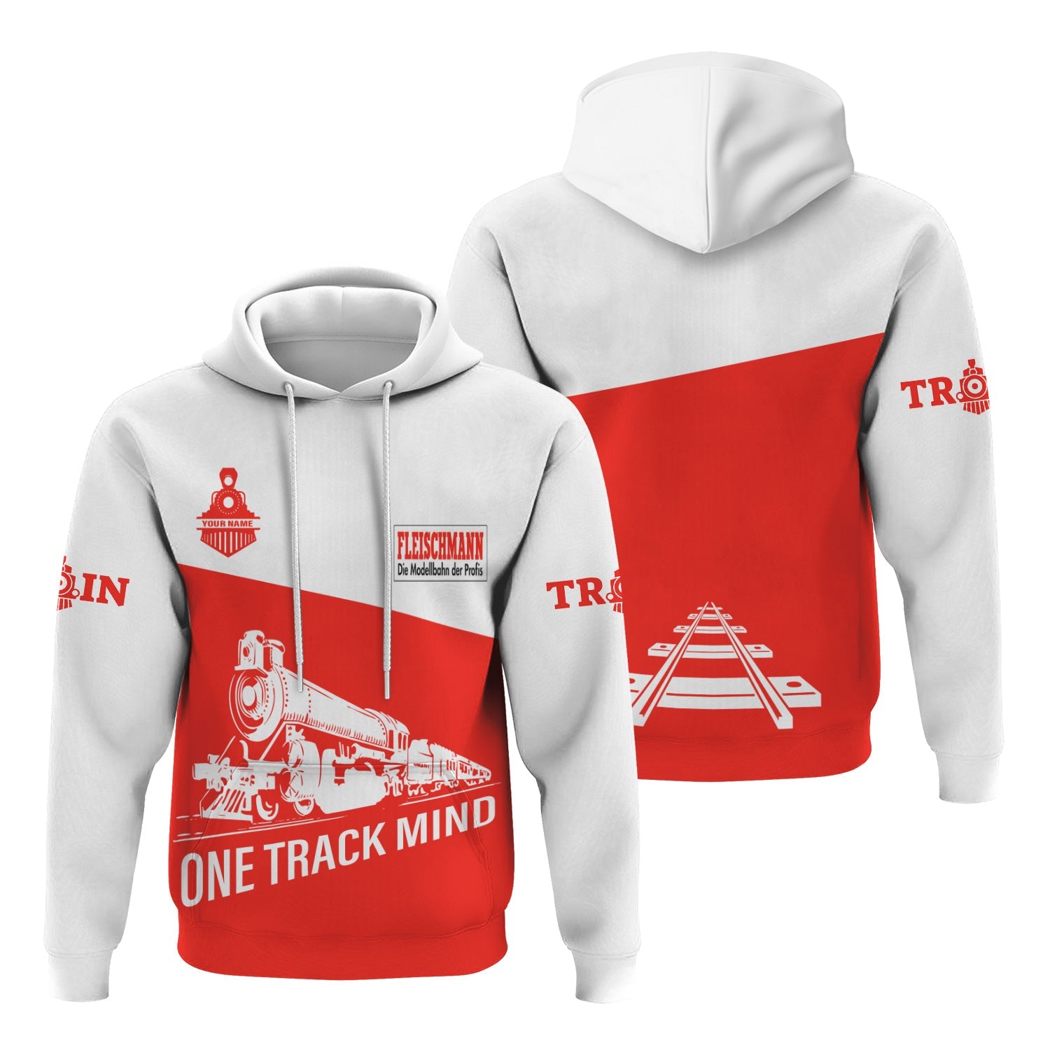 Railspirit Custom Name Fleischmann And Western Railroad Hoodie One Track Mind Printed Zip Hoodie