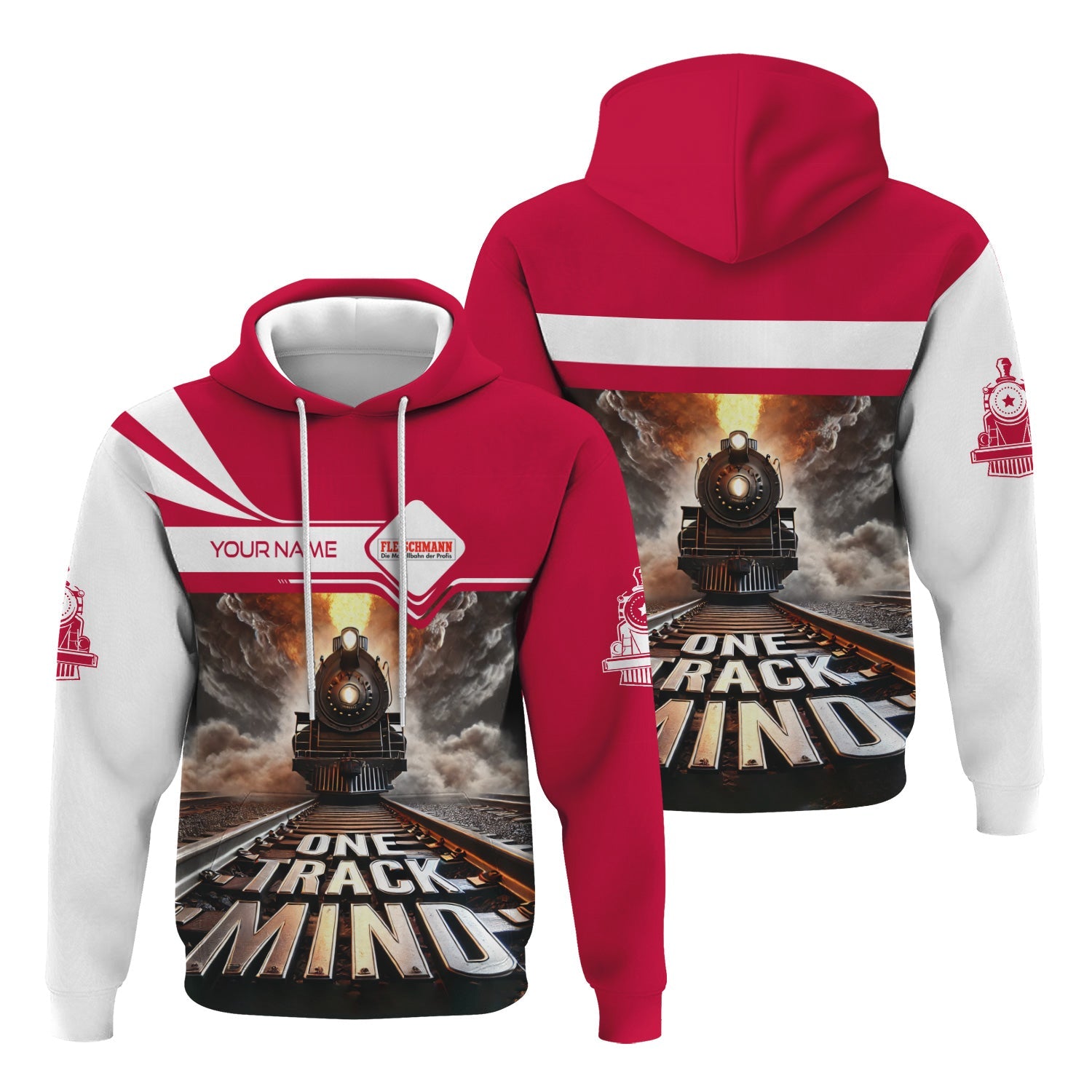 Railspirit Personalized Fleischmann And Western Railroad Hoodie One Track Mind Train Printed ZIp Up Hoodie