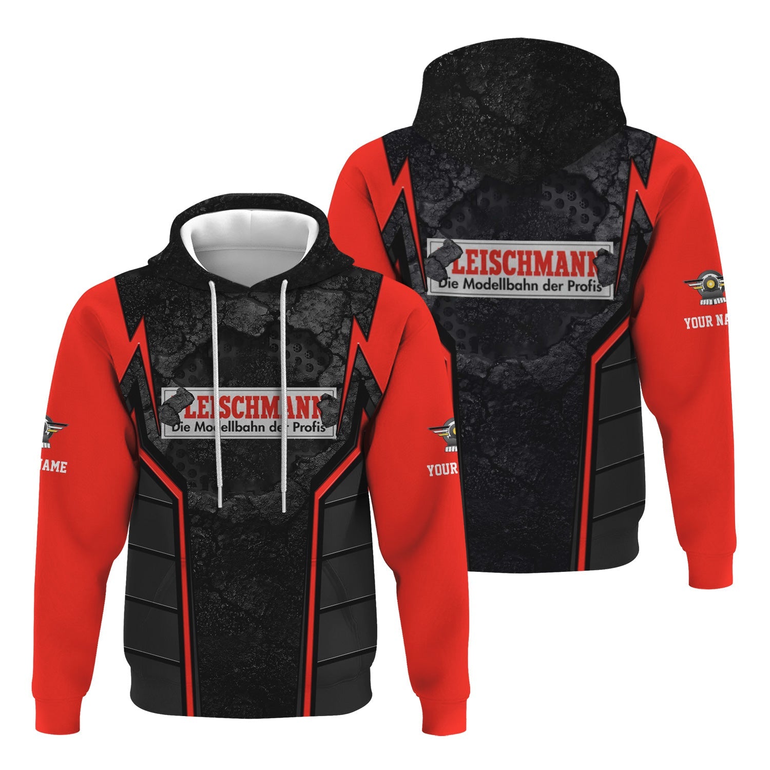 Railspirit Personalized Fleischmann And Western Railroad Hoodie Cracked Metal Design Train Zip Up Hoodie for Rail Enthusiasts