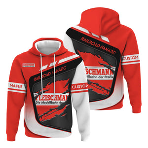 Railspirit Personalized Fleischmann And Western Railroad Hoodie Ripped Texture Style Train Zip Up Hoodie For Railroad Fanatic