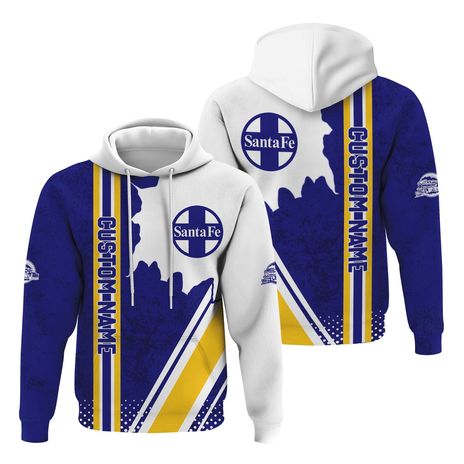 Railspirit Personalized Santa Fe Railway Hoodie Atchison, Topeka and Santa Fe Railway All Over Printed Unisex Zip Up Hoodie