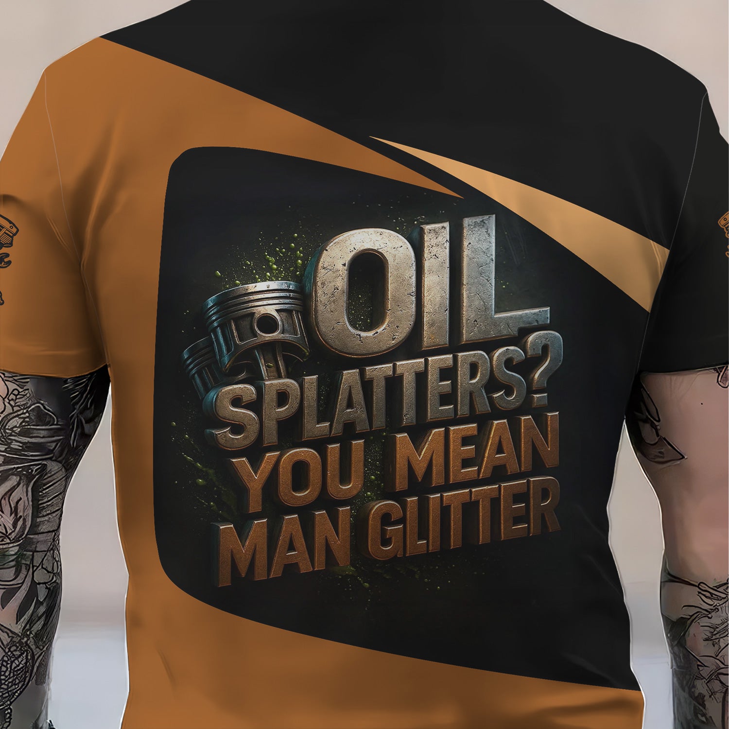 Personalized Mechanic Shirt, Oil Splatters You Mean Man Glitter, Skull Mechanic Design, Gift For Men