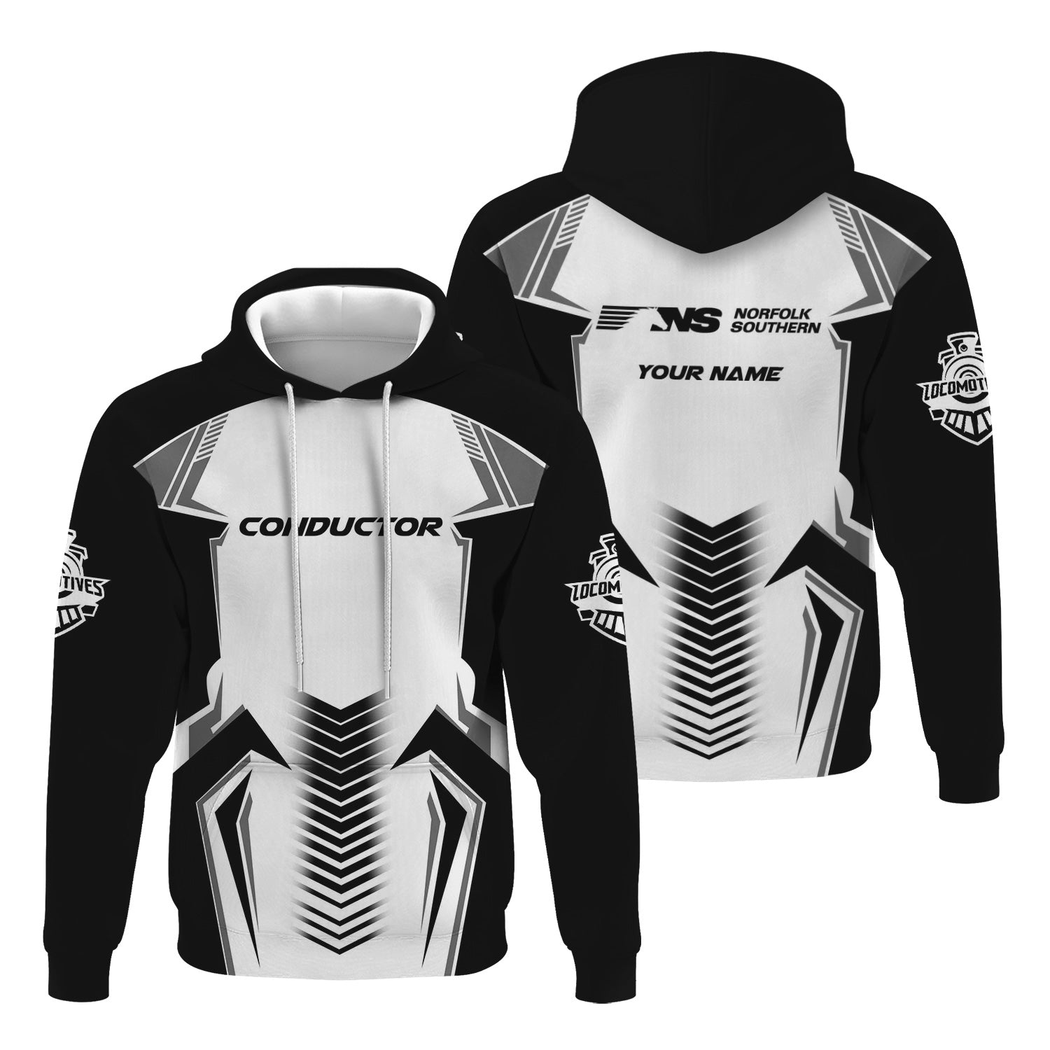 Railspirit Personalized Norfolk Southern Railway Hoodie Standout Style with Custom Position Train Zip Up Hoodie