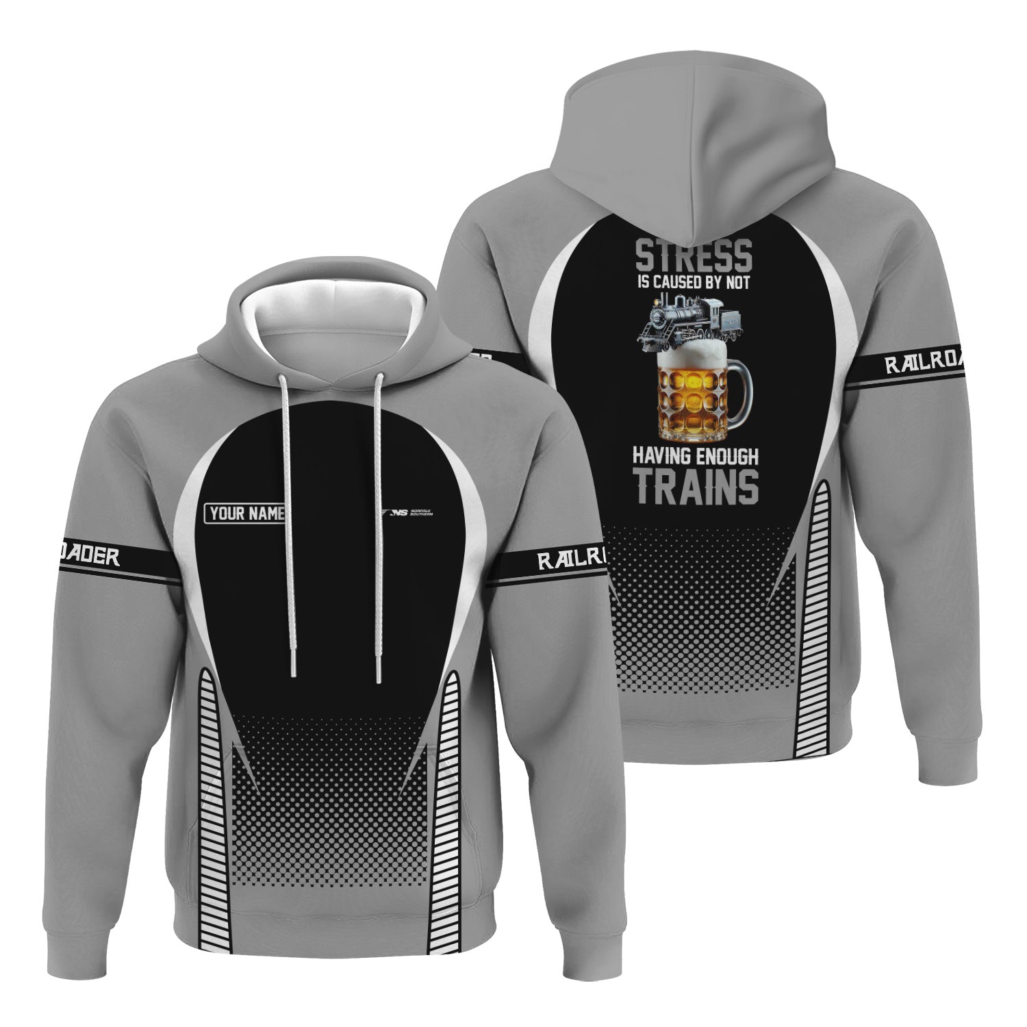 Railspirit Personalized Norfolk Southern Railway Hoodie Stress Is Caused By Not Having Enough Trains  Zip Up Hoodie