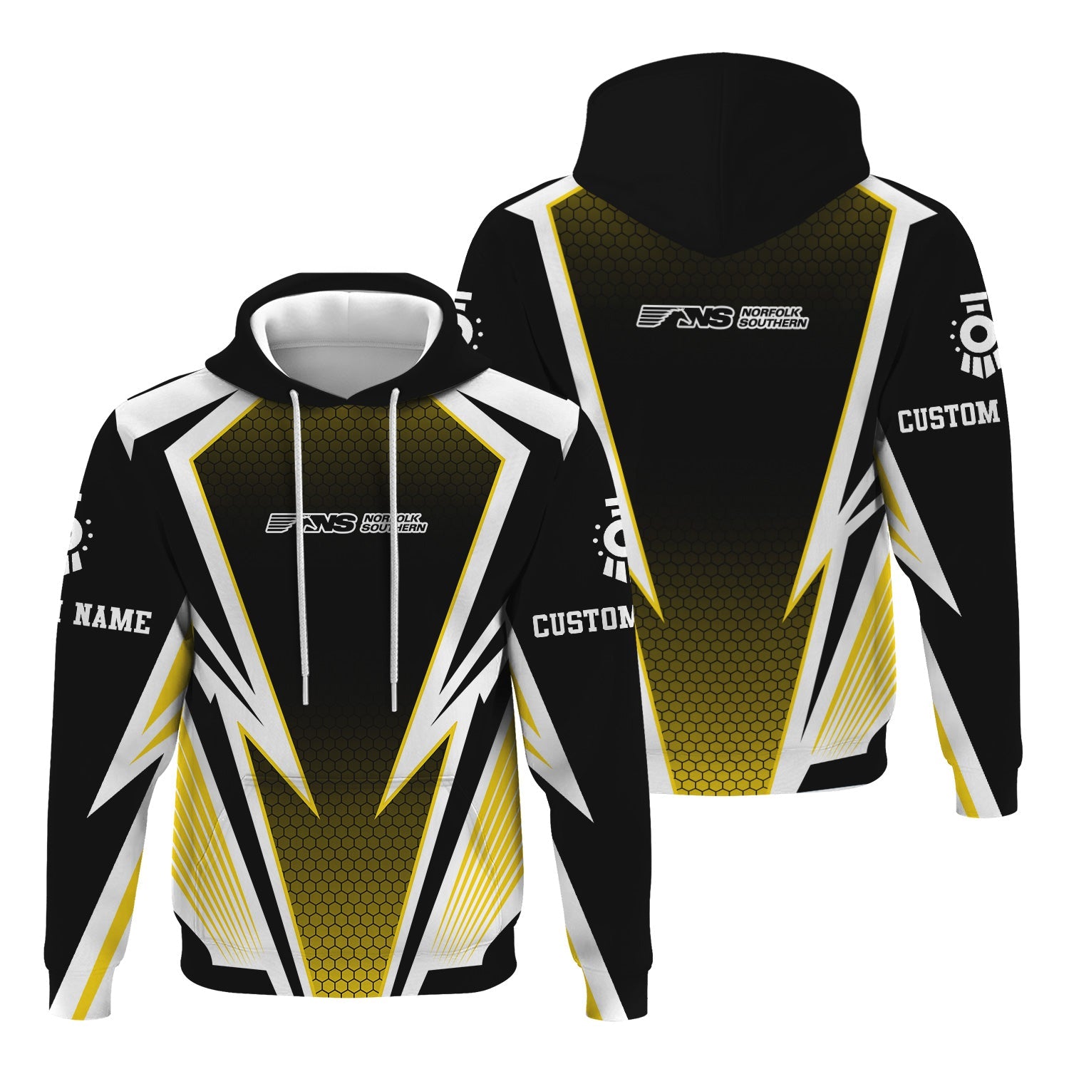 Railspirit Personalized Norfolk Southern Railway Hoodie Lightning Graphic Style Zip Up Hoodie Gift Idea For Train Lover