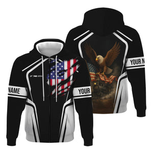 Railspirit Personalized Norfolk Southern Railway Hoodie American Eagle Vintage Train Zip Up Hoodie