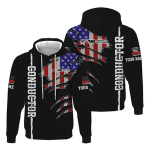 Railspirit Personalized Norfolk Southern Railway Hoodie USA Flag Claw Art with Custom Job Train Zip Up Hoodie