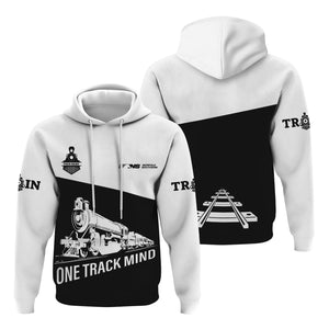 Railspirit Custom Name Norfolk Southern Railway Hoodie One Track Mind Printed Zip Hoodie