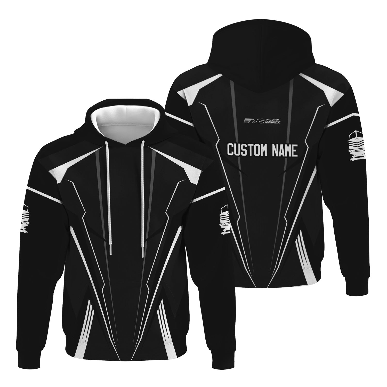 Railspirit Personalized Norfolk Southern Railway Hoodie Lightning-Edge Design Train Zip Up Hoodie For Railroad Lovers