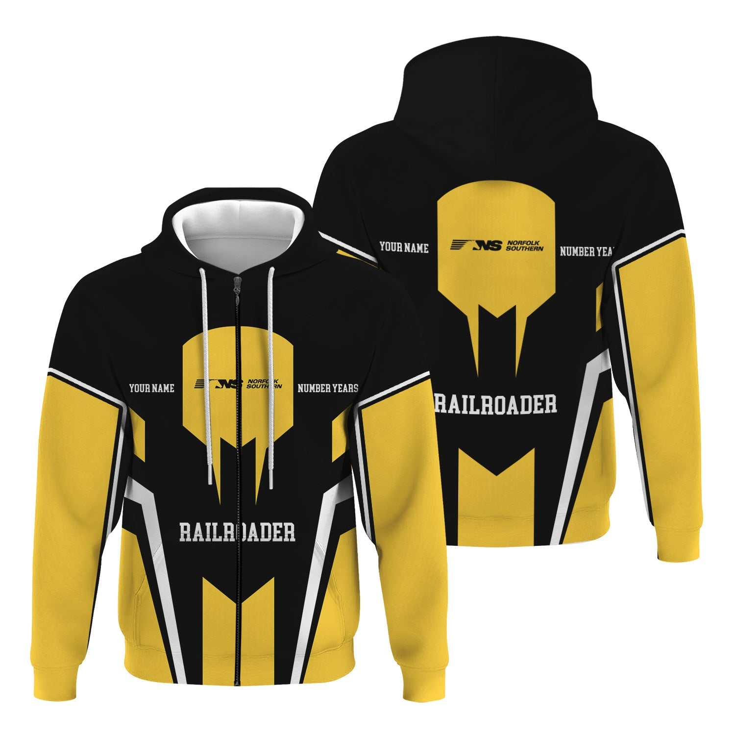 Railspirit Personalized Norfolk Southern Railway Hoodie Custom Year Railroader Zip Up Hoodie Gift Idea For Train Lover