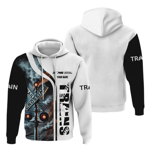Railspirit Custom Name Norfolk Southern Railway Hoodie Railroad Crossing Sign Printed Zip Hoodie