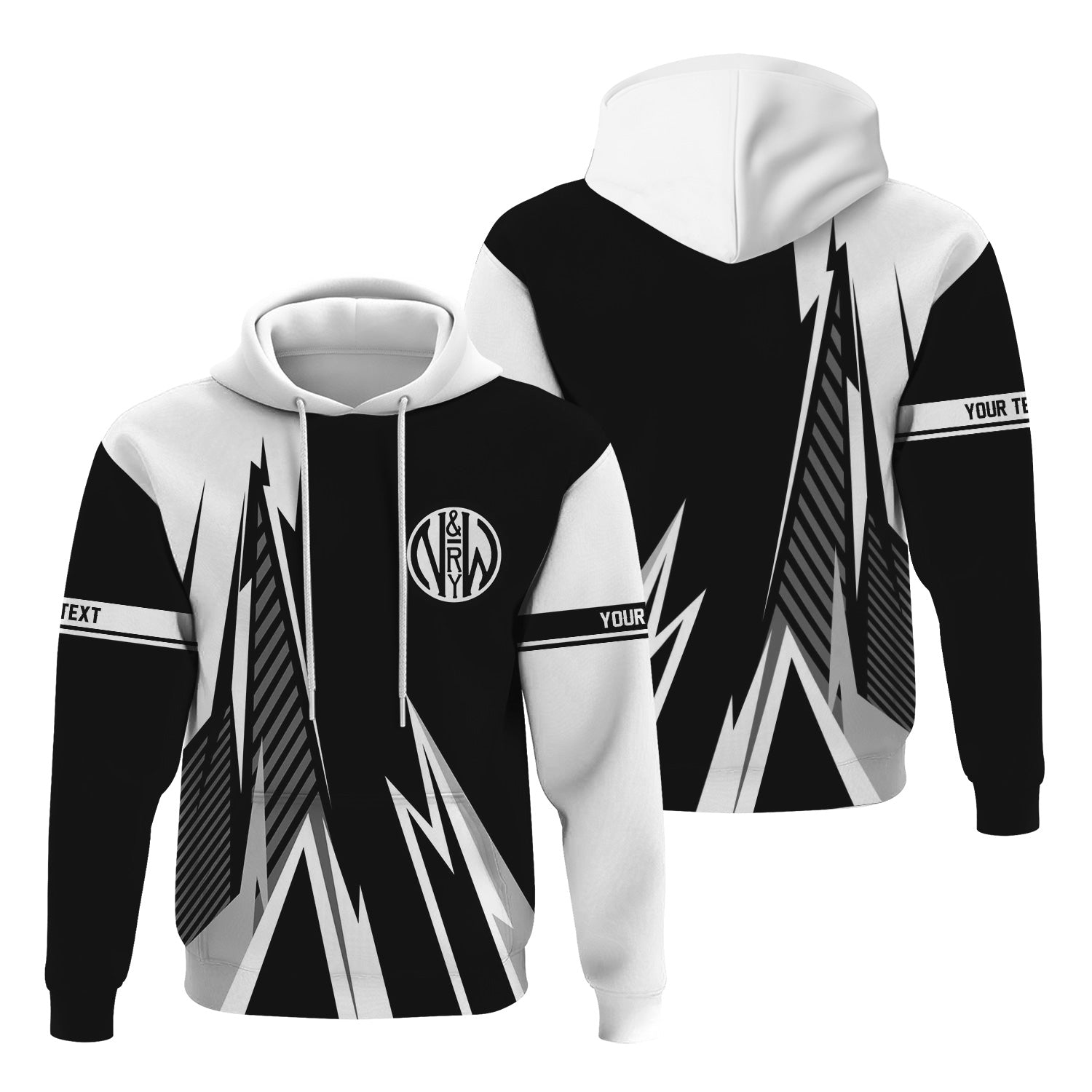 Railspirit Personalized Norfolk and Western Railway Hoodie Lightning-Inspired Railway Style N&W Zip Up Hoodie For Train Lovers