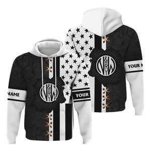 Railspirit Personalized Norfolk and Western Railway Hoodie American Flag with Crack Effect N&W Train Zip Up Hoodie