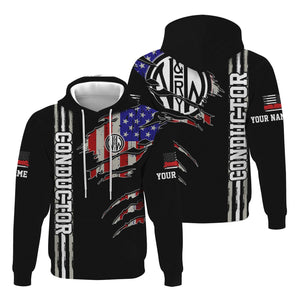 Railspirit Personalized Norfolk and Western Railway Hoodie USA Flag Claw Art with Custom Job N&W Train Zip Up Hoodie