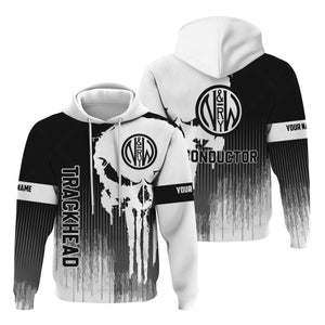 Railspirit Personalized Norfolk and Western Railway Hoodie Skull Design with Custom Job N&W Train Zip Up Hoodie for Trackhead Crew