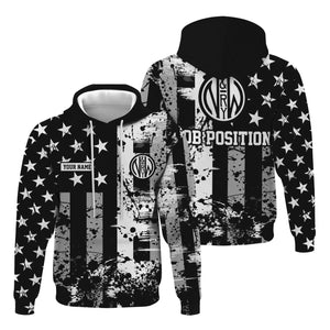 Railspirit Personalized Norfolk and Western Railway Hoodie Artistic Paint American Flag Style N&W Train Zip Up Hoodie