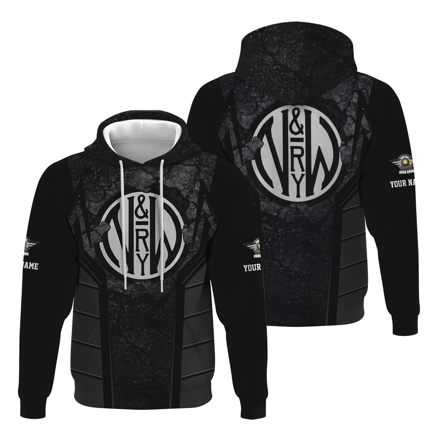 Railspirit Personalized Norfolk and Western Railway Hoodie Cracked Metal Design N&W Train Zip Up Hoodie for Rail Enthusiasts