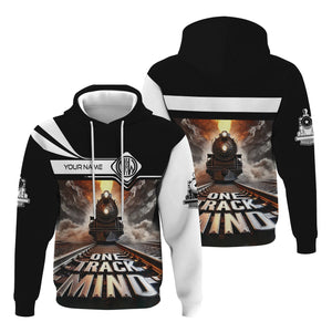 Railspirit Personalized Norfolk and Western Railway Hoodie One Track Mind N&W Train Printed ZIp Up Hoodie