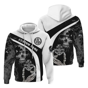 Railspirit Personalized Norfolk and Western Railway Hoodie Flame Skull Design N&W Train Zip Up Hoodie for Locomotive Fans