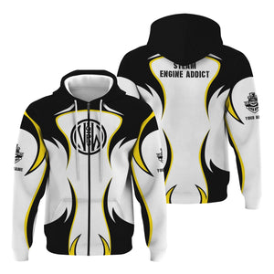 Railspirit Personalized Norfolk and Western Railway Hoodie Distinctive Flame Style N&W Zip Up Hoodie For Steam Engine Addict