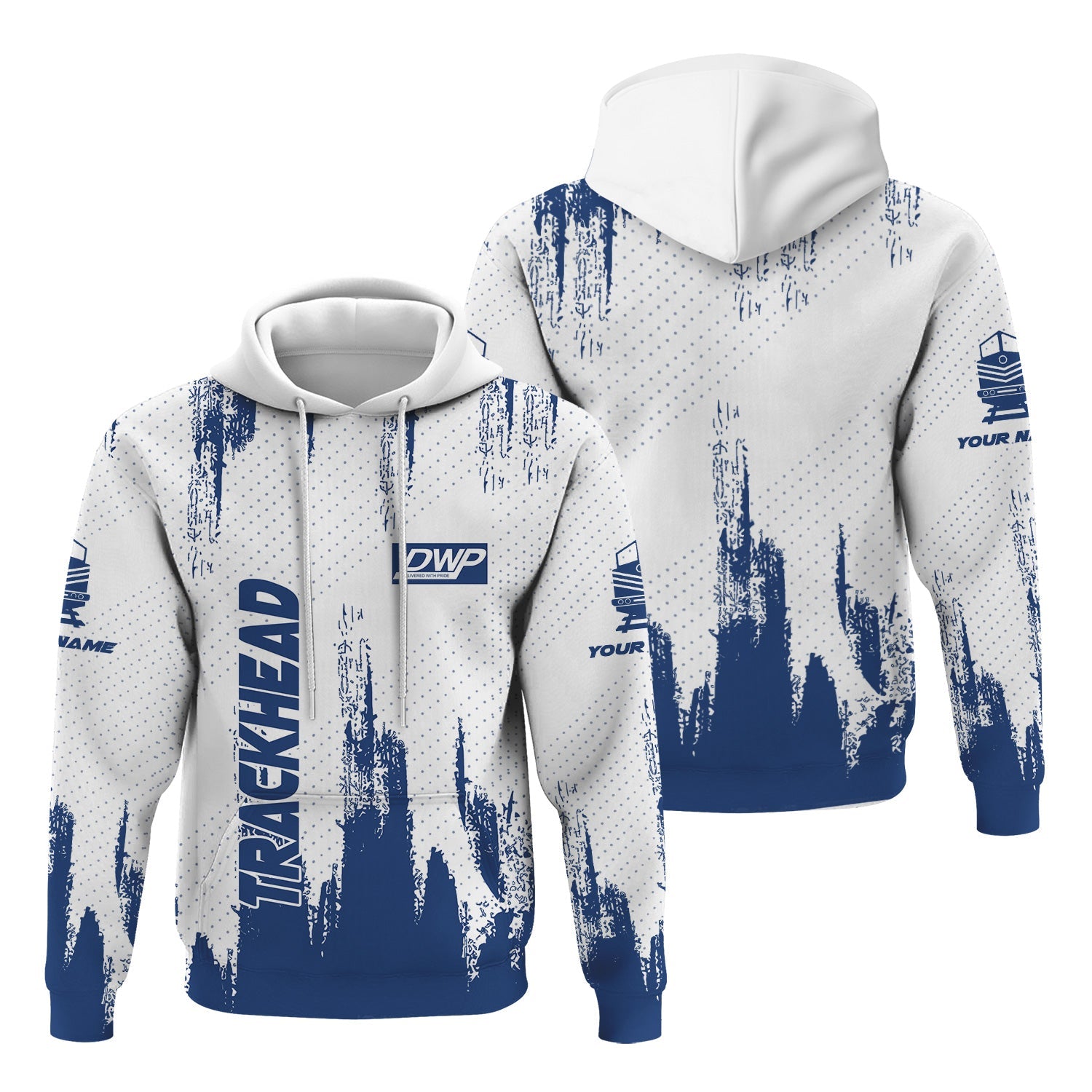Railspirit Personalized Duluth, Winnipeg and Pacific Railway Hoodie Paint Impact Design Train Zip Up Hoodie for Trackhead