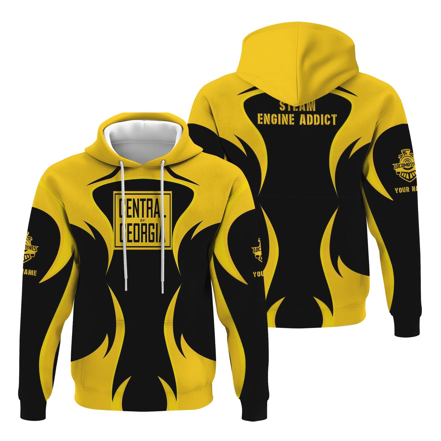 Railspirit Personalized Central of Georgia Railway Hoodie Distinctive Flame Style Zip Up Hoodie For Steam Engine Addict