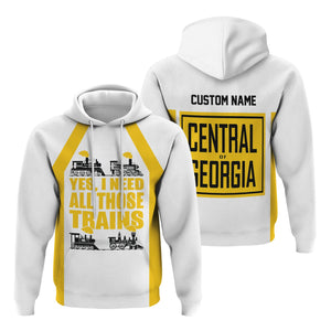 Railspirit Custom Name Central of Georgia Railway Hoodie Yes I Need All Those Train Printed Zip Hoodie