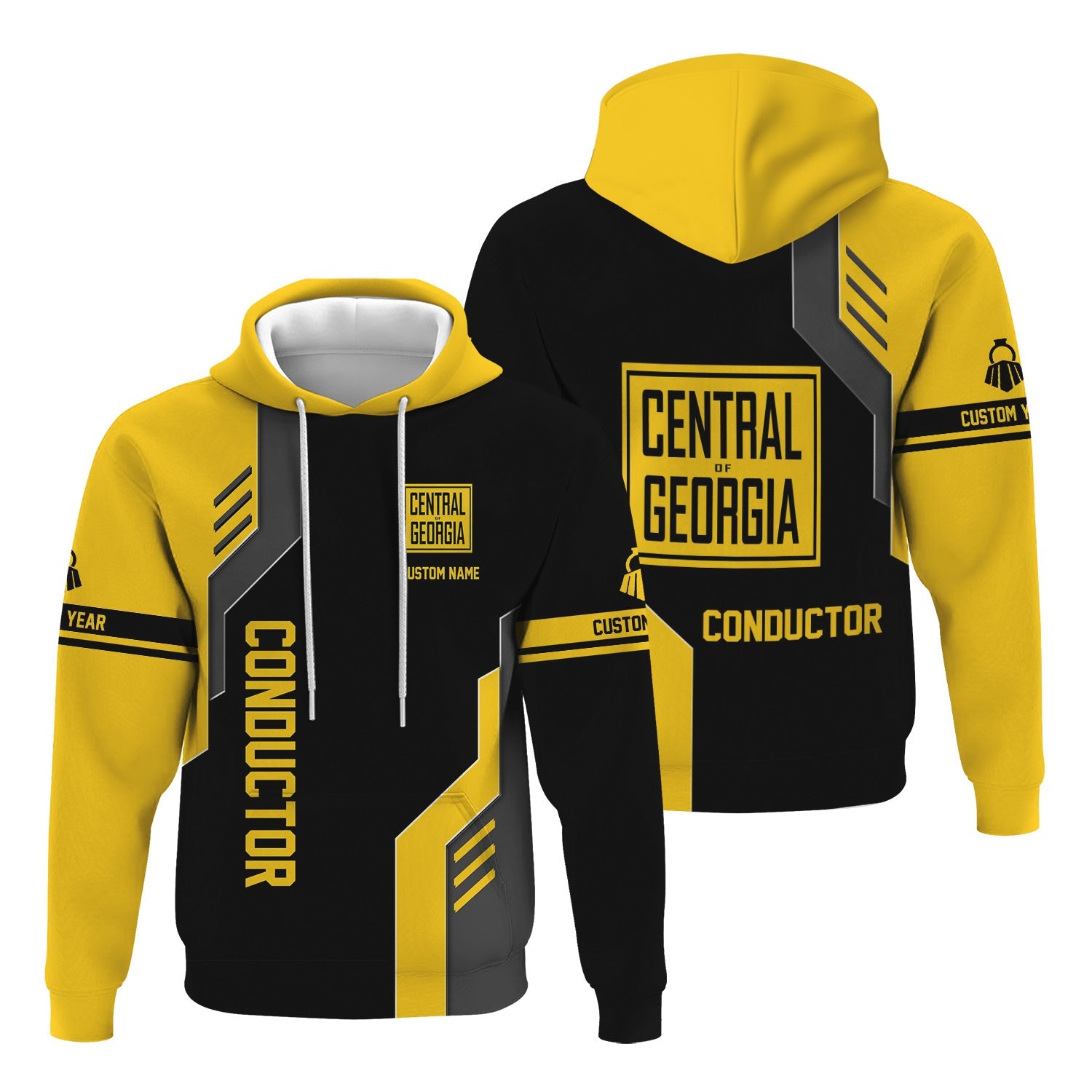 Railspirit Personalized Central of Georgia Railway Hoodie Unique Railway Style with Custom Job Train Zip Up Hoodie
