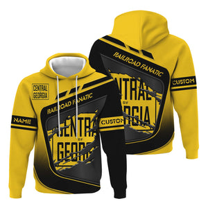 Railspirit Personalized Central of Georgia Railway Hoodie Ripped Texture Style Train Zip Up Hoodie For Railroad Fanatic