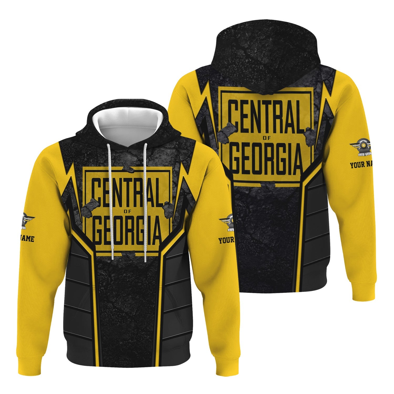 Railspirit Personalized Central of Georgia Railway Hoodie Cracked Metal Design Train Zip Up Hoodie for Rail Enthusiasts