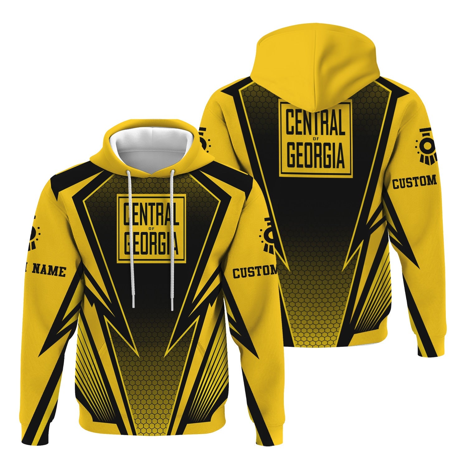 Railspirit Personalized Central of Georgia Railway Hoodie Lightning Graphic Style Zip Up Hoodie Gift Idea For Train Lover