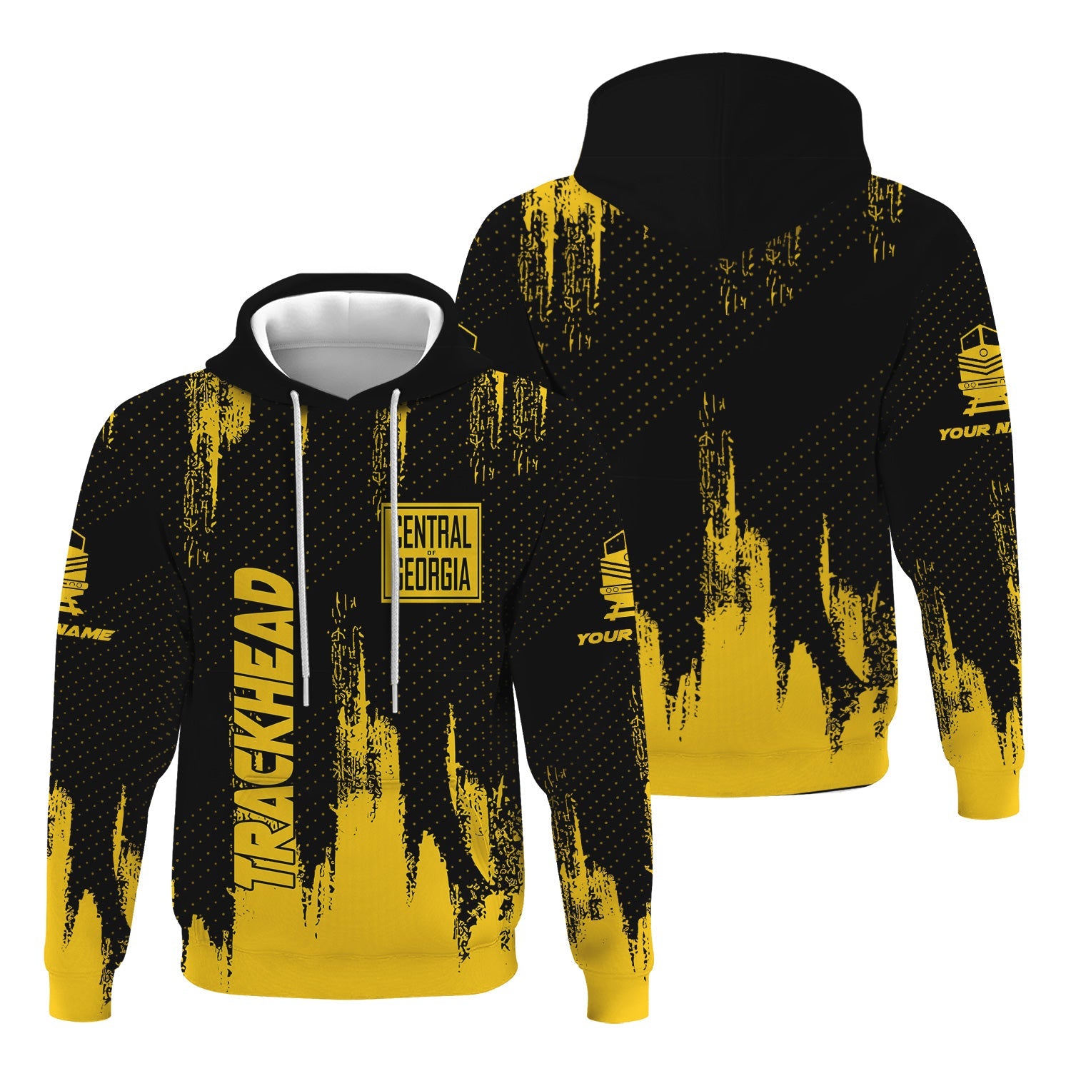 Railspirit Personalized Central of Georgia Railway Hoodie Paint Impact Design Train Zip Up Hoodie for Trackhead