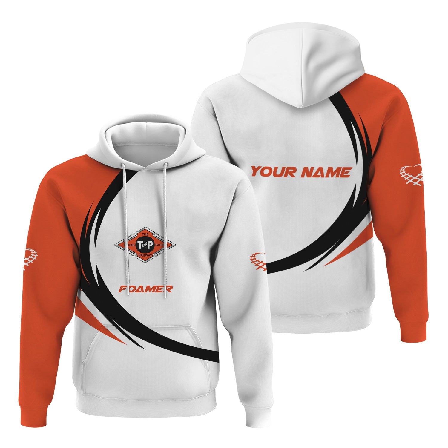 Railspirit Personalized Texas and Pacific Railway Hoodie Unique Graphic Style Zip Up Hoodie For Train Enthusiasts