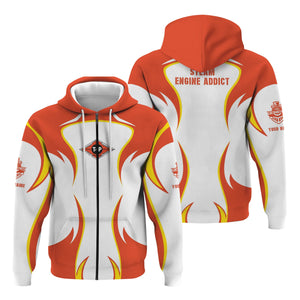 Railspirit Personalized Texas and Pacific Railway Hoodie Distinctive Flame Style Zip Up Hoodie For Steam Engine Addict