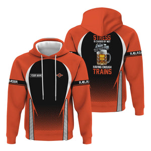 Railspirit Personalized Texas and Pacific Railway Hoodie Stress Is Caused By Not Having Enough Trains  Zip Up Hoodie