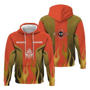 Railspirit Custom Name and Job Title Texas and Pacific Railway Hoodie Flame Graphic Train Zip Up Hoodie