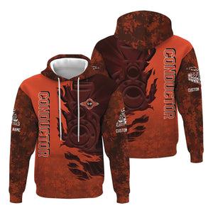 Railspirit Personalized Texas and Pacific Railway Hoodie Blazing Style with Custom Position Train Zip Up Hoodie