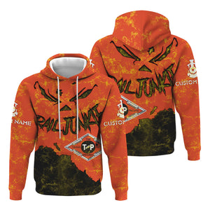 Railspirit Personalized Texas and Pacific Railway Hoodie Torn Graphic Style Train Zip Up Hoodie For Rail Junkie