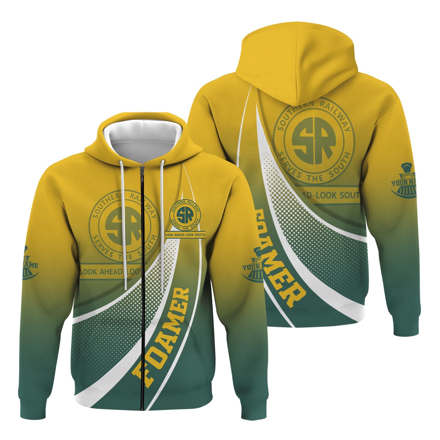 Railspirit Personalized Southern Railway U.S Hoodie Railway-Themed Style SOU Zip Up Hoodie Gift Idea For Trainspotter