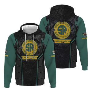 Railspirit Personalized Southern Railway U.S Hoodie Cracked Metal Design SOU Train Zip Up Hoodie for Rail Enthusiasts