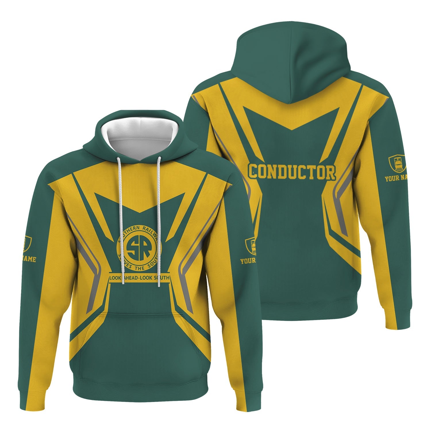 Railspirit Personalized Southern Railway U.S Hoodie Unique Style with Custom Job SOU Train Zip Up Hoodie