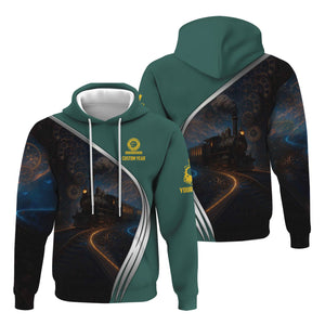 Railspirit Personalized Southern Railway U.S Hoodie Steampunk Locomotive with Custom Year SOU Train Zip Up Hoodie