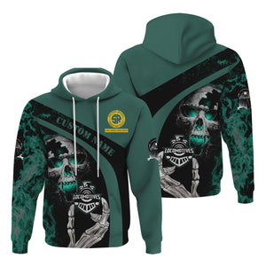 Railspirit Personalized Southern Railway U.S Hoodie Flame Skull Design SOU Train Zip Up Hoodie for Locomotive Fans