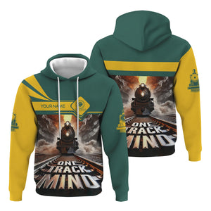Railspirit Personalized Southern Railway U.S Hoodie One Track Mind SOU Train Printed ZIp Up Hoodie