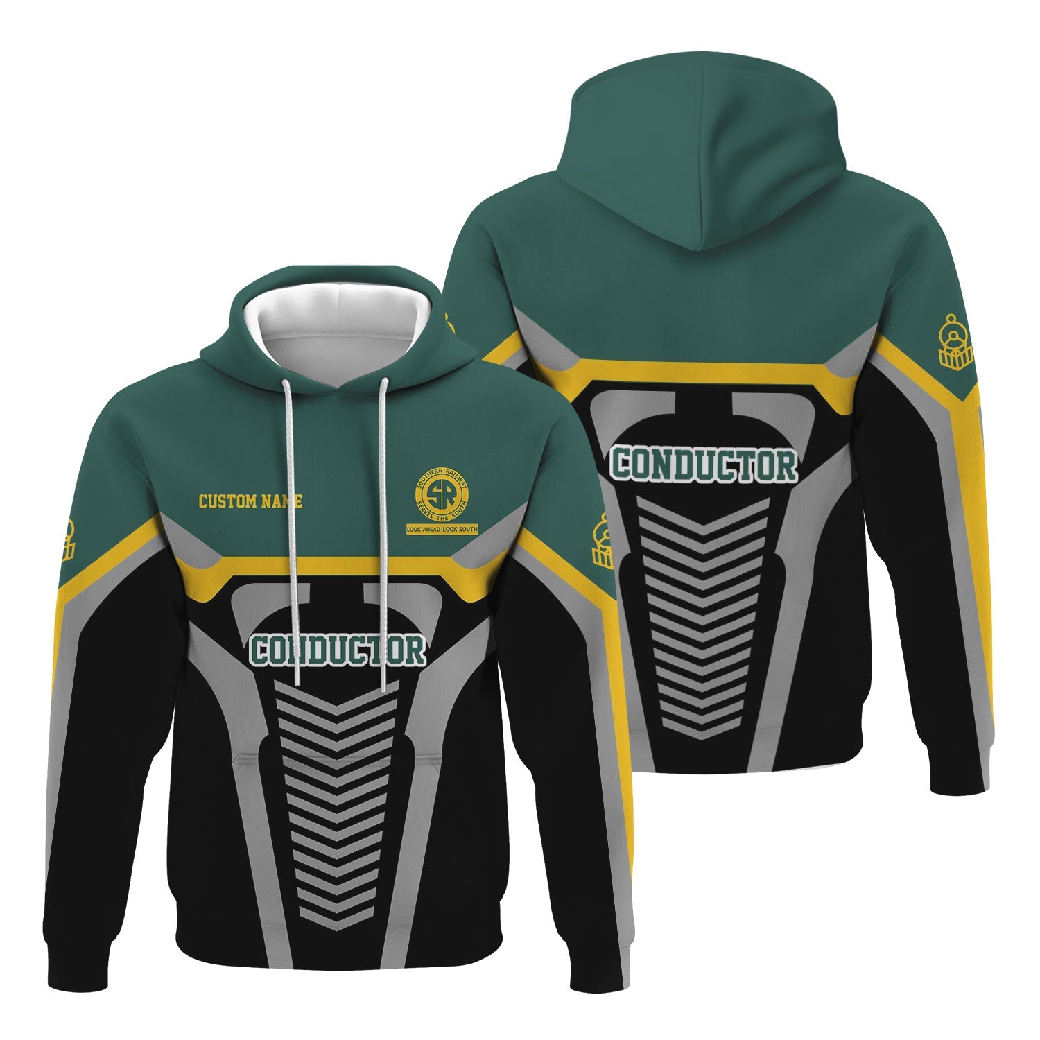 Railspirit Personalized Southern Railway U.S Hoodie Track-Inspired with Custom Job Position SOU Train Zip Up Hoodie