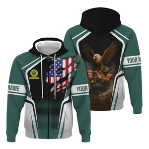 Railspirit Personalized Southern Railway U.S Hoodie American Eagle Vintage Train SOU Zip Up Hoodie